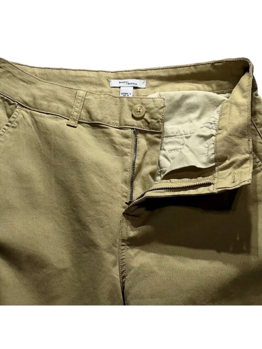 Wide Leg Khaki Cotton Cropped Pants With Front & Back Pockets from Daily Ritual - Picture 10 of 11